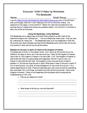 Beatitudes Worksheet PDF  Form