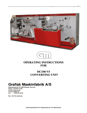 OPERATING INSTRUCTIONS for DC330 V5 CONVERTING UNIT Gm  Form
