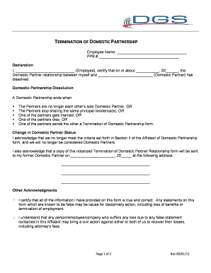 DGS Termination of Domestic Partnership DGS Pass  Form