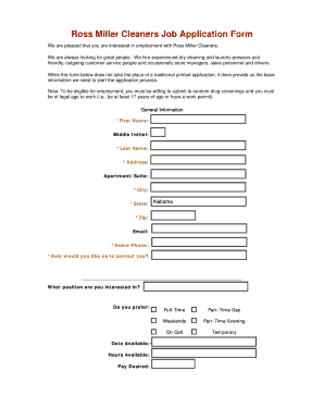 Cleaning Job Application Form