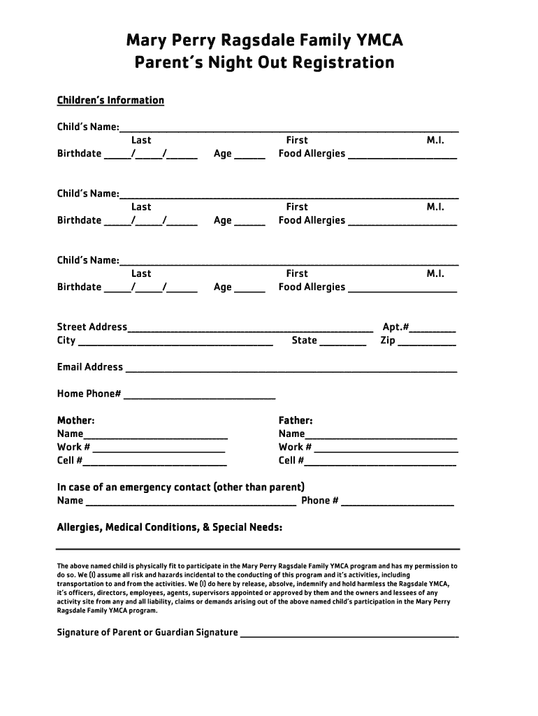 Ragsdale Ymca  Form