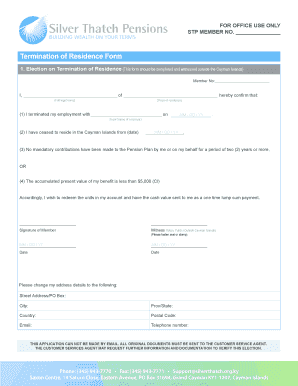 Silver Thatch Pension Withdrawal  Form