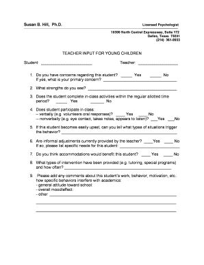 PreschoolKindergarten Teacher Input Form Testing4Kids Com