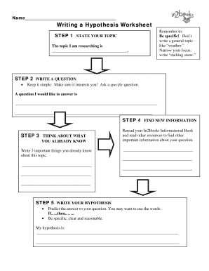 Hypothesis Worksheet Middle School  Form