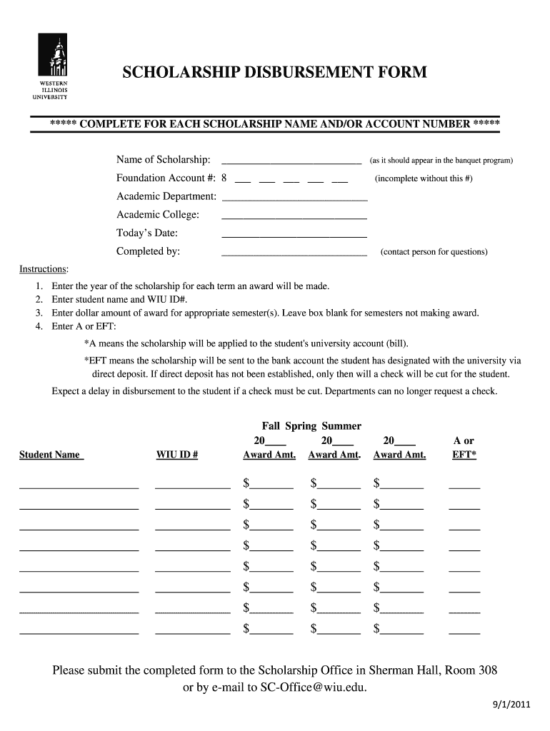  SCHOLARSHIP DISBURSEMENT FORM 2011-2024