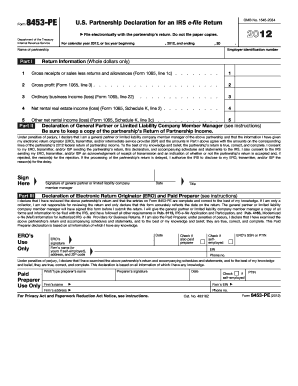 Form 8453 PE Internal Revenue Service Irs