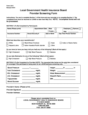  State of Alabama Wellness Screening Form 2014