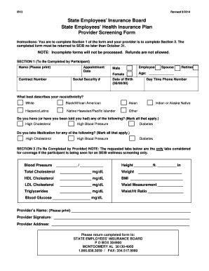 State of Alabama Wellness Screening Form