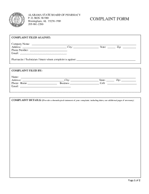 Pharmacy Complaint Form