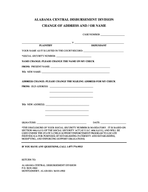 Shelby County Child Support Change of Address Form PDF E Forms Eforms Alacourt