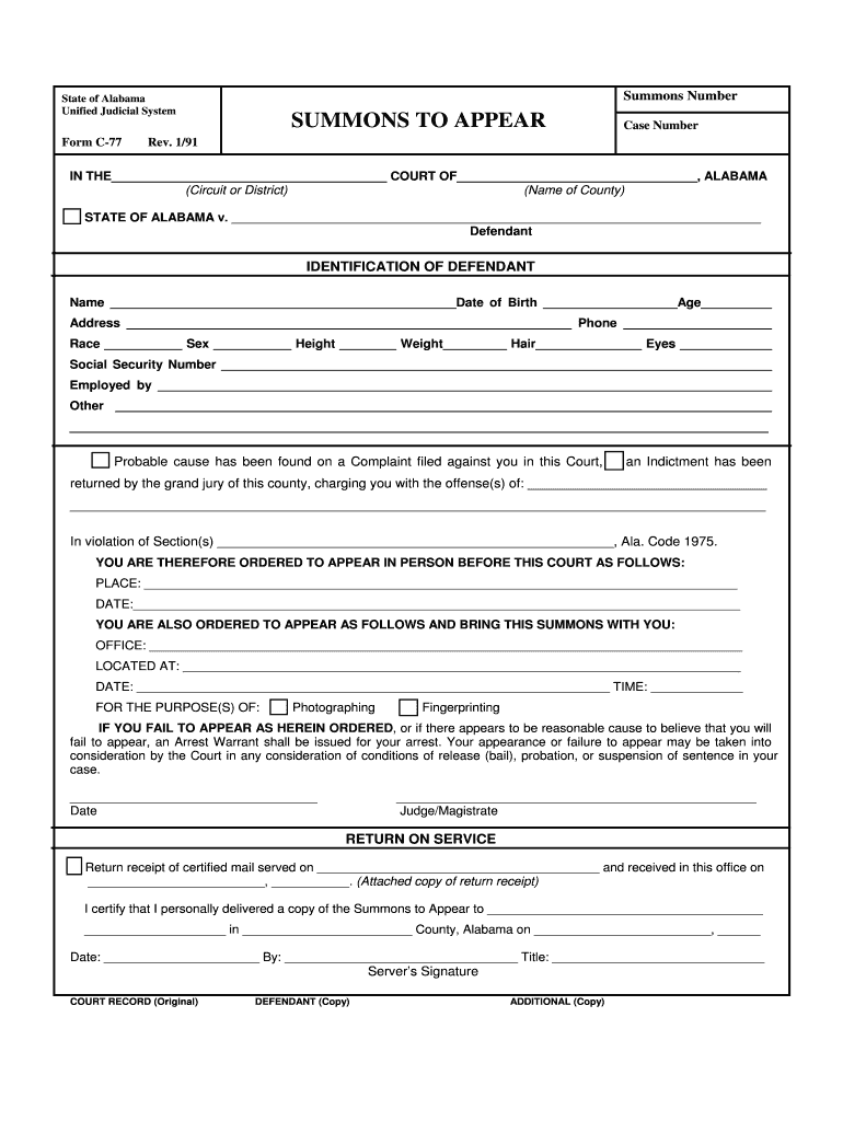 State of Alabama Unified Judicial System  Form