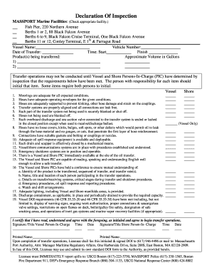 Declaration of Inspection Form