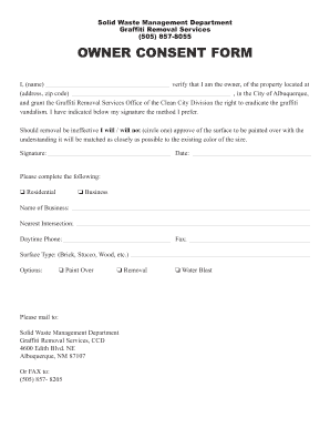 OWNER CONSENT FORM City of Albuquerque Cabq