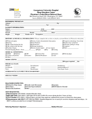Images of a Sleep Study Referral Form