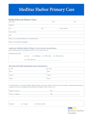 Medstar Medical Records Release Form