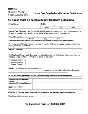 Medicare Face to Face Form PDF