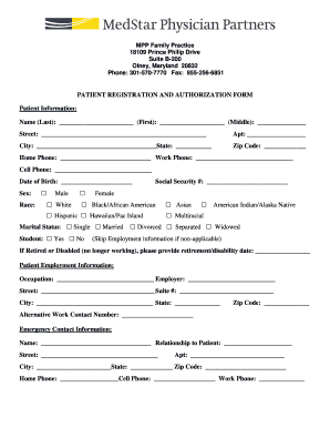 Patient Registration Form MedStar Health