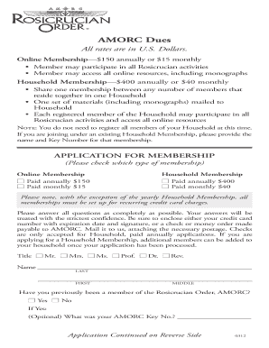 Amorc Membership Registration  Form