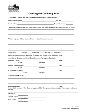 Coaching and Counseling Form