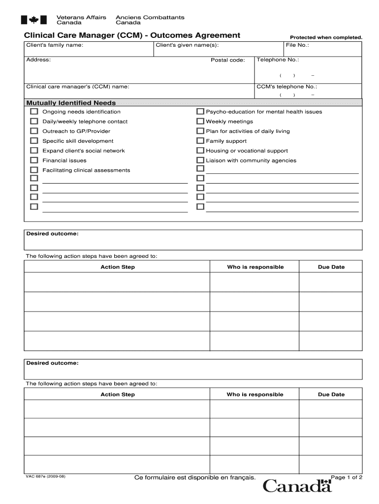 CCM Outcomes Agreement Form