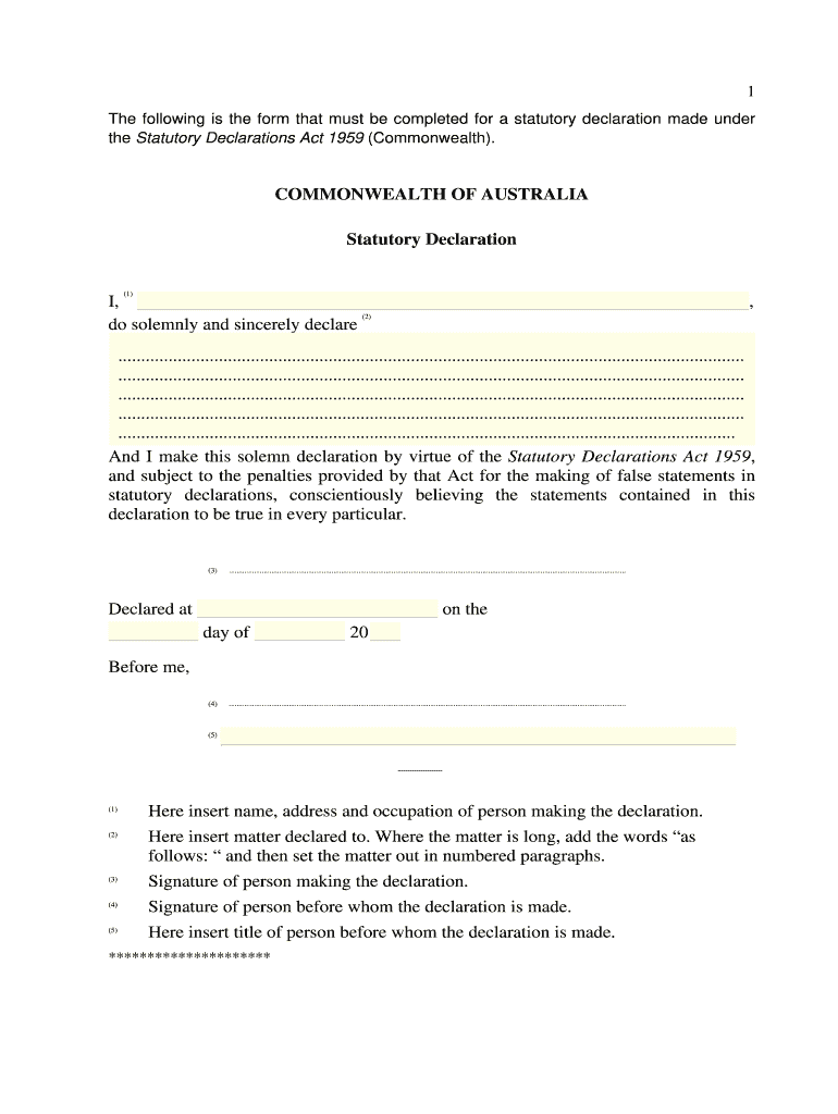 Form 370 Statutory Declaration Commonwealth Casa Gov