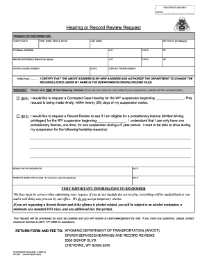  Record Review Request Form Wyoming Department of Transportation Dot State Wy 2013