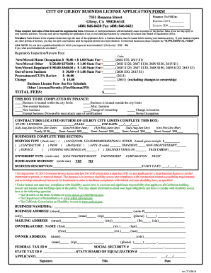  City of Gilroy Business License 2014