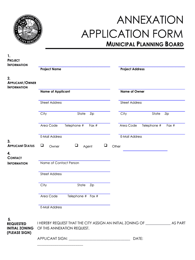 Annexation Application Form  City of Orlando  Cityoforlando