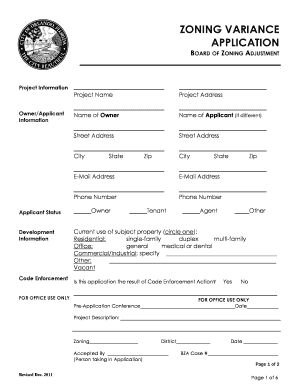 ZONING VARIANCE APPLICATION City of Orlando Cityoforlando  Form