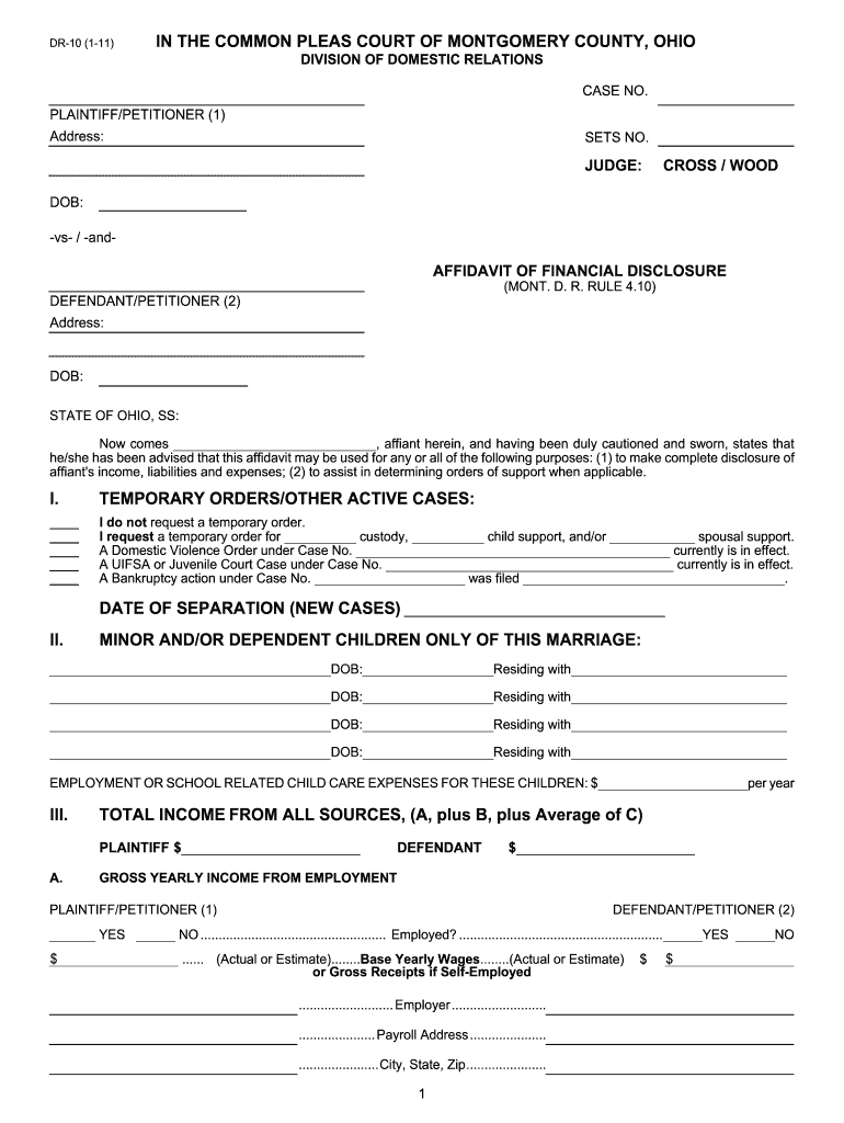  Ohio Affidavit Financial 2011-2024