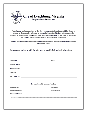 Property Data Disclaimer Form City of Lynchburg Lynchburgva