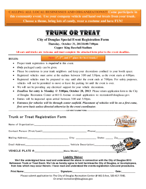 Trunk or Treat Douglas Az Form