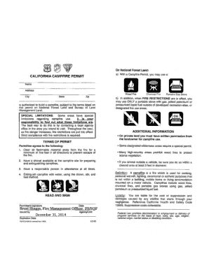 California Fire Permit  Form