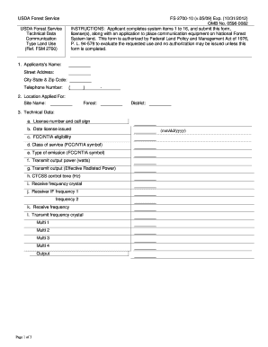 Usfs 2700 10  Form