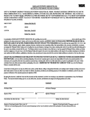 Motorcycle Ride Waiver Release Consent  Form