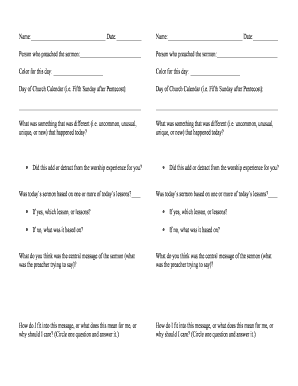Blank Sermon Outline Template PDF  Form