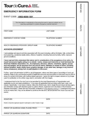 Tour De Cure Release Form