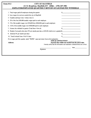 City of Mayfield Form M 2