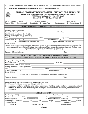 Rental Property Registration Form City of Port Huron Porthuron