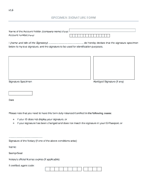 Specimen Signature Format in Word