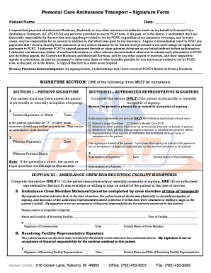 Ambulance Consent Form