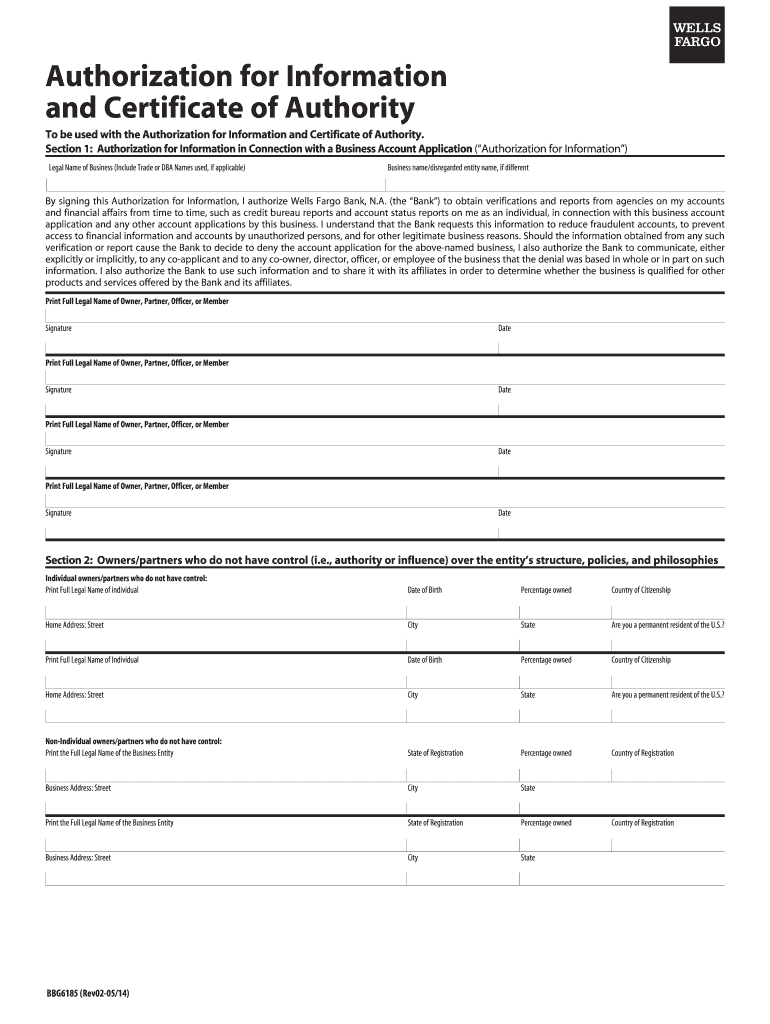  Wells Fargo Certificate of Authority Form 2014