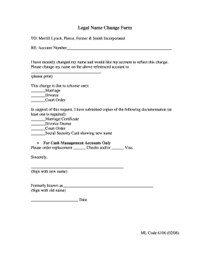 Legal Name Change Form Merrill Lynch