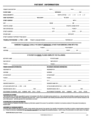Patient Fill Out Form PDF