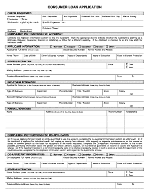 Consumer Loan Application Sample  Form