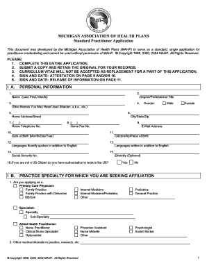 MAHP Credentialing Application Total Health Care  Form