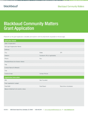 Blackbaud Community Matters Grant Application  Form
