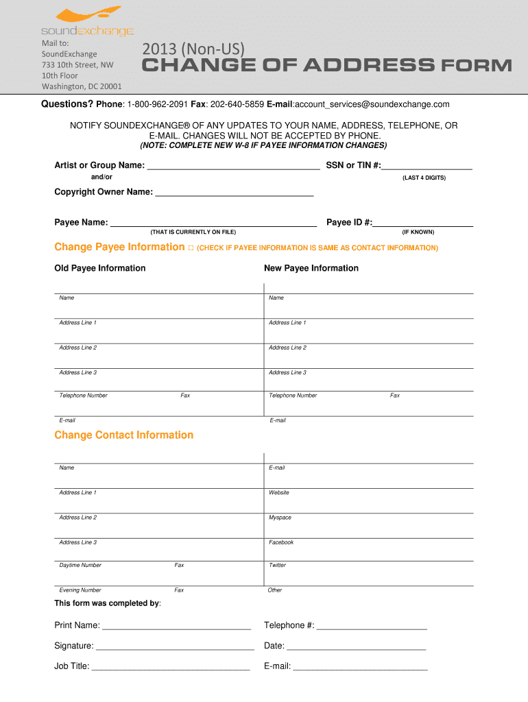  Soundexchange Address 2013-2024