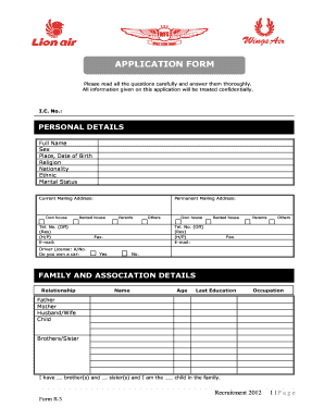 Hrd Lion Air  Form