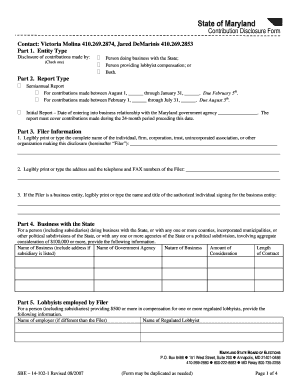 Contribution Disclosure Form Maryland State Board of Elections